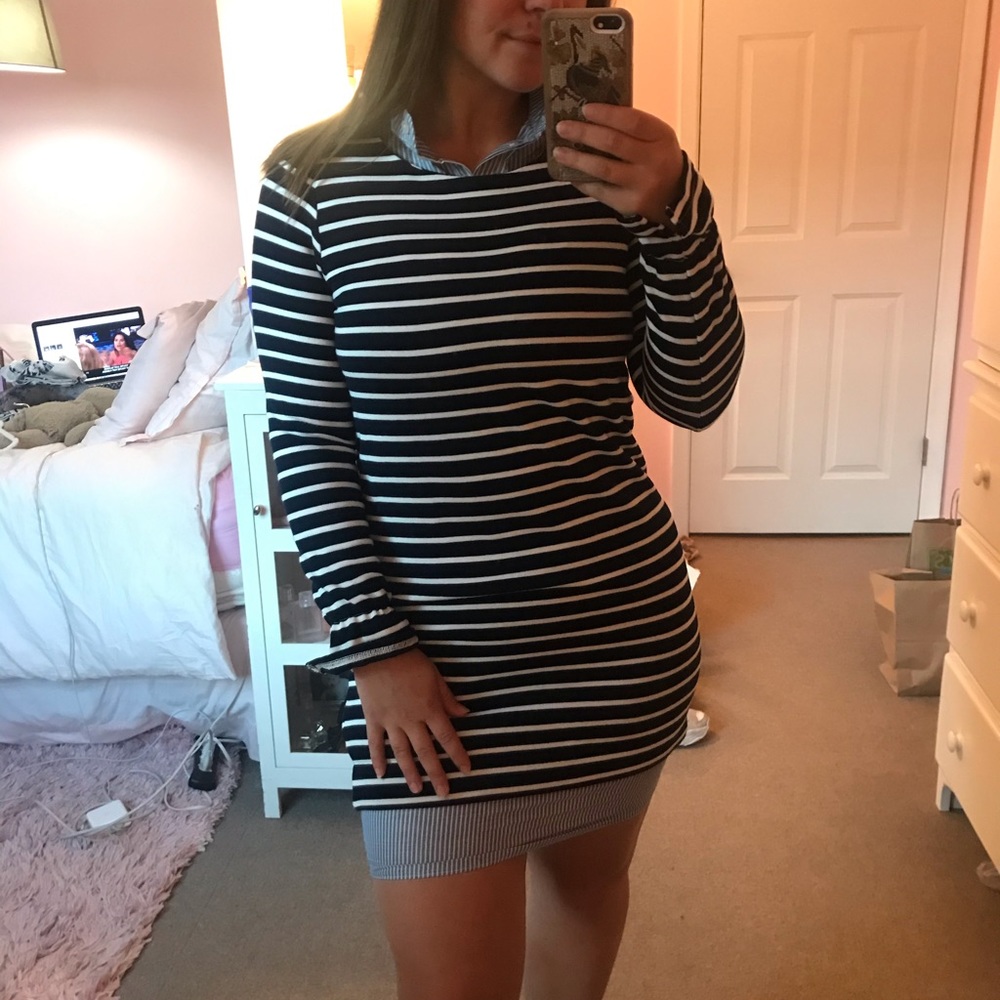 ASOS blue striped dress with collar
